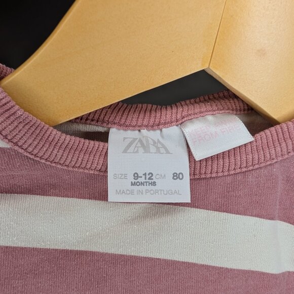 💚 2 for 20 💚 Zara Pink and White Striped Long Sleeve Tee - Picture 4 of 4